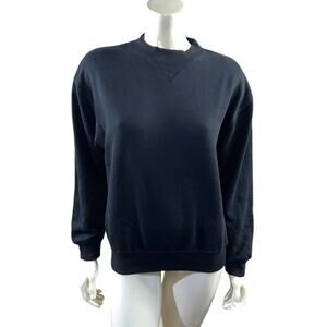80s Basic Black Crewneck Vintage Sweatshirt, Size Large